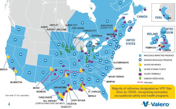 Распространение Valero Energy на карте США